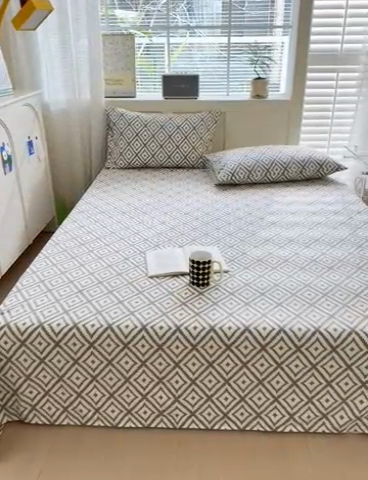 91家纺网 家纺一手货源 找家纺 吉象家纺 2024新款老粗布三件套-床单款 品格灰