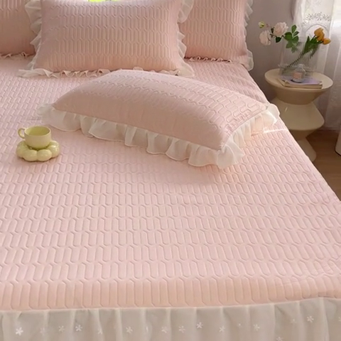 91家纺网 家纺一手货源 找家纺 花香四季家纺 2024新款新款0.5厚胶质凉席三件套-莫兰迪系列 莫兰迪-粉玉