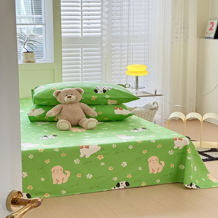 91家纺网 家纺一手货源 找家纺 吉象家纺 2024新款老粗布三件套-床单款 狗狗乐园