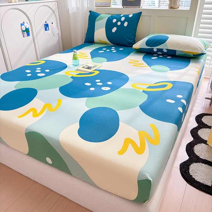 91家纺网 家纺一手货源 找家纺 吉象家纺 2024新款老粗布三件套-床笠款 悉尼绿