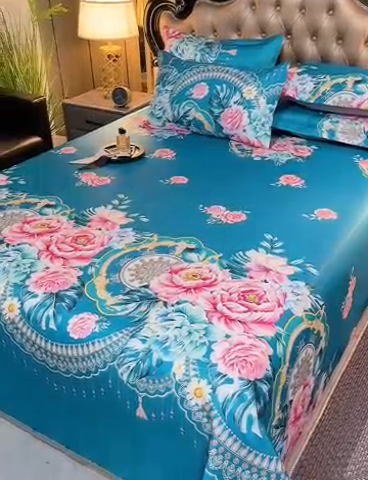 91家纺网 家纺一手货源 找家纺 梵克保罗 2024新款印花冰丝凉席套件-系列一 雍容华贵