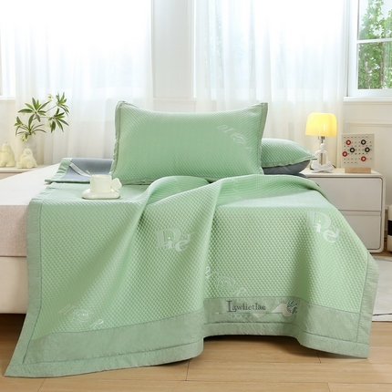 青雅 2025新款凉感因子凉豆豆凉席 字母-绿