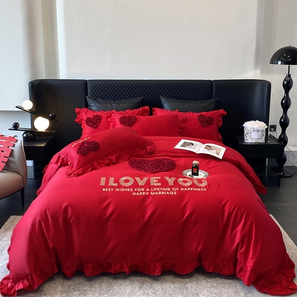 91家纺网 家纺一手货源 找家纺 （总）优悦_新款磨毛婚庆3D立体绣花四件套