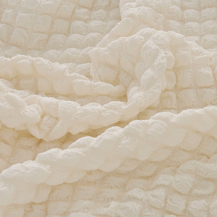 91家纺网 家纺一手货源 找家纺 启博家纺 2024新款简约舒适泡泡纱系列-床头罩 米白