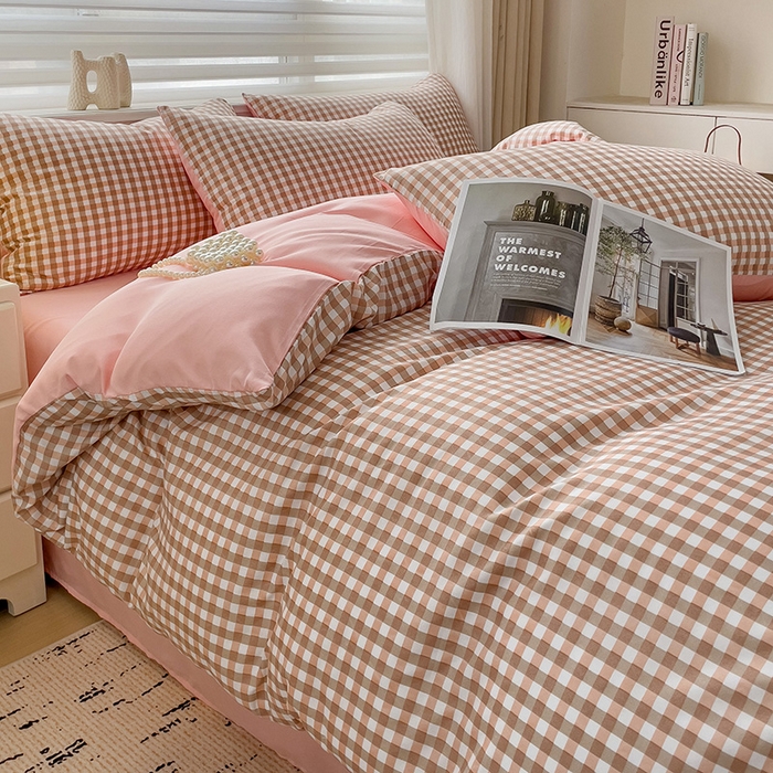 91家纺网 家纺一手货源 找家纺 楠沐家纺 2025新款亲肤柔软水洗棉磨毛四件套 玉小格