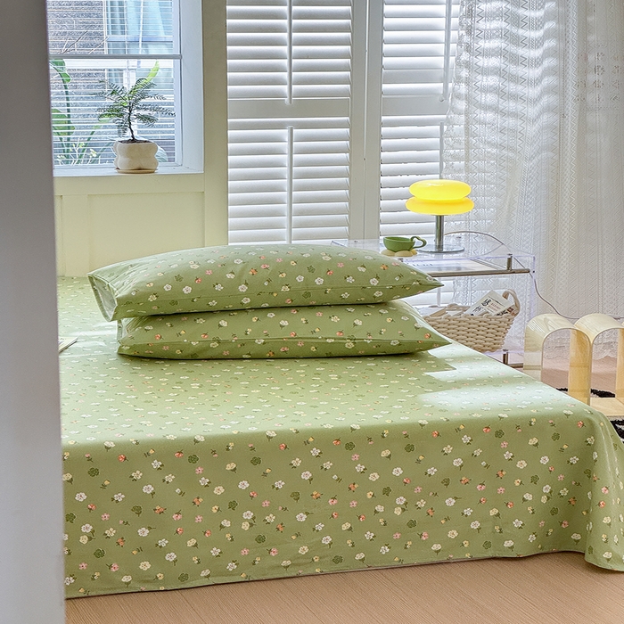 91家纺网 家纺一手货源 找家纺 吉象家纺 2024新款老粗布三件套-床单款 春色