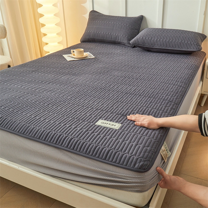 91家纺网 家纺一手货源 找家纺 3C 2024新款A类全棉水洗棉大豆夹棉床笠-网忆 网忆-星空灰