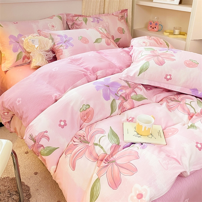 91家纺网 家纺一手货源 找家纺 铭博家纺 2024新款全棉印花四件套 兰若幽香