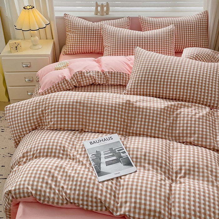 91家纺网 家纺一手货源 找家纺 楠沐家纺 2025新款亲肤柔软水洗棉磨毛四件套 玉小格