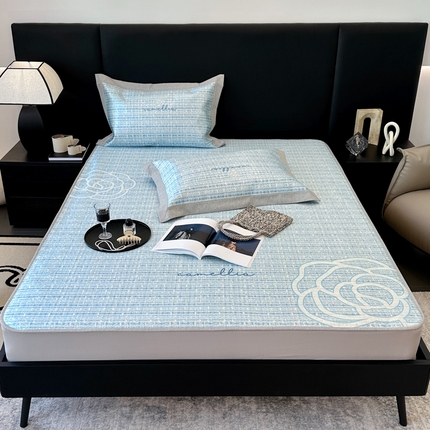 91家纺网 家纺一手货源 找家纺 （总）JUICY 橘滋家纺 2024新款A类数码印花抑菌冰丝床席款床笠款软凉席套件