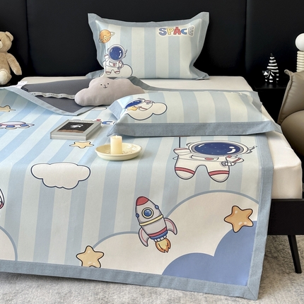 JUICY 橘滋家纺 2024新款A类数码印花抑菌冰丝床席款床笠款软凉席套件 太空冒险（平席款）