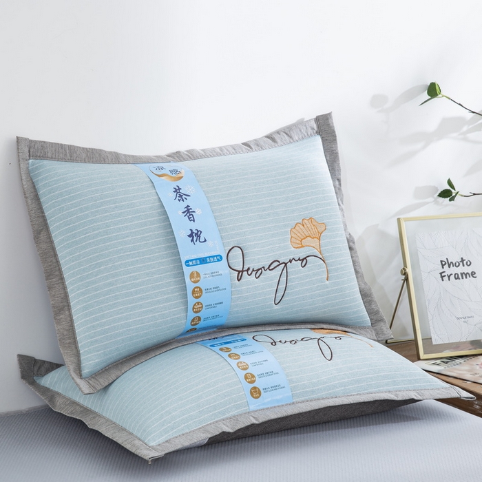 91家纺网 家纺一手货源 找家纺 纽乐 2024新款天然茶香枕家用枕头枕芯 天然茶香枕-蓝色 35*55cm/只