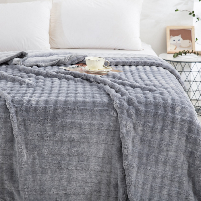 91家纺网 家纺一手货源 找家纺 美伦美焕 2024新款泡泡绒空调毯毛毯 烟灰