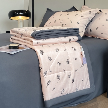 91家纺网 家纺一手货源 找家纺 （总）帕拉美拉 2025新款水洗棉麻双层纱大豆夏被四件套