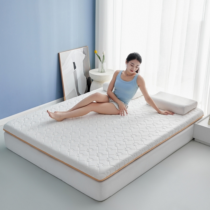 91家纺网 家纺一手货源 找家纺 祁恋婷家居 2024新款牛奶丝乳胶记忆棉床垫【床垫遮盖物】 云朵白