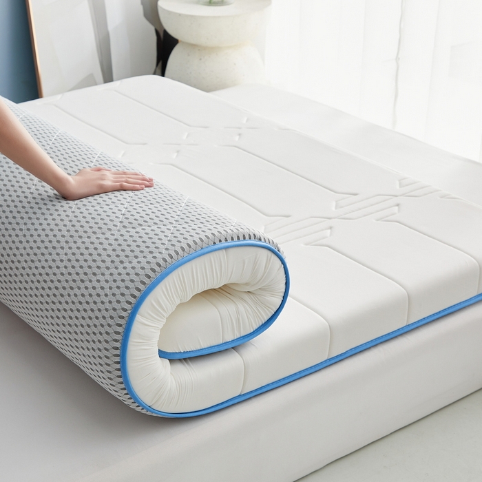 91家纺网 家纺一手货源 找家纺 祁恋婷家居 2024新款牛奶丝乳胶记忆棉床垫【床垫遮盖物】 梦幻白