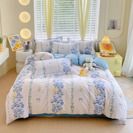 星期三家纺2024年4月新款铂金全棉13372四件套（加老板微信有会员价） 舒城小花-兰