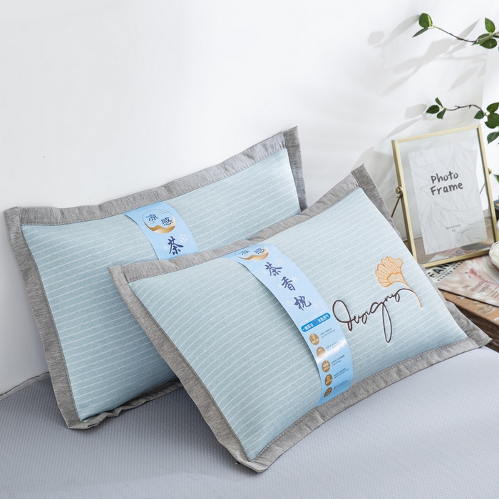 91家纺网 家纺一手货源 找家纺 纽乐 2024新款天然茶香枕家用枕头枕芯 天然茶香枕-蓝色 35*55cm/只