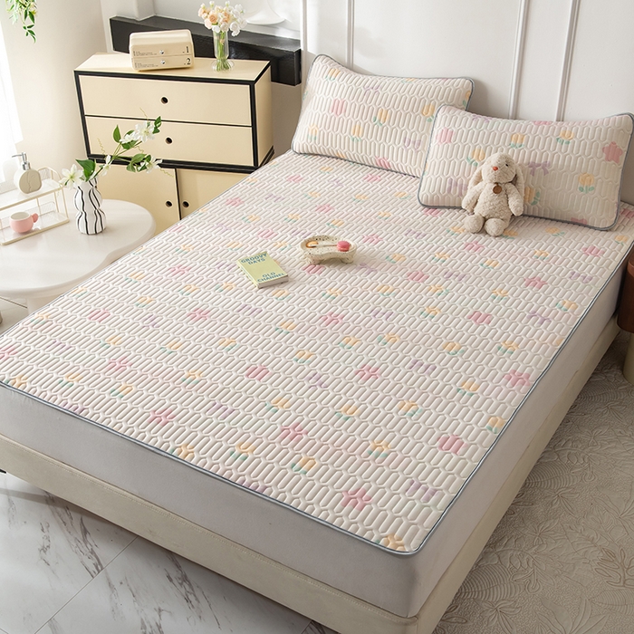 91家纺网 家纺一手货源 找家纺 佳梦达 新款0.4厚度纯色凉感丝乳胶凉席三件套（风格二） 星河