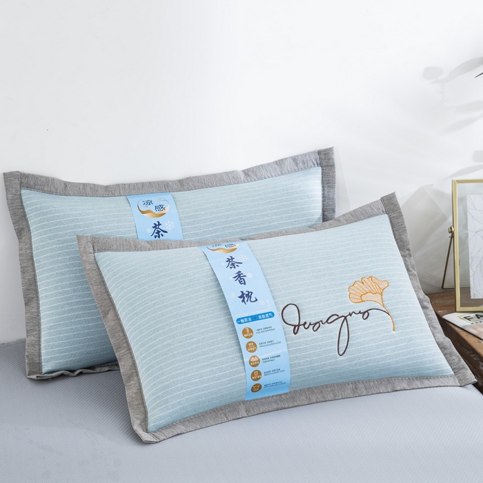 91家纺网 家纺一手货源 找家纺 纽乐 2024新款天然茶香枕家用枕头枕芯 天然茶香枕-蓝色 35*55cm/只
