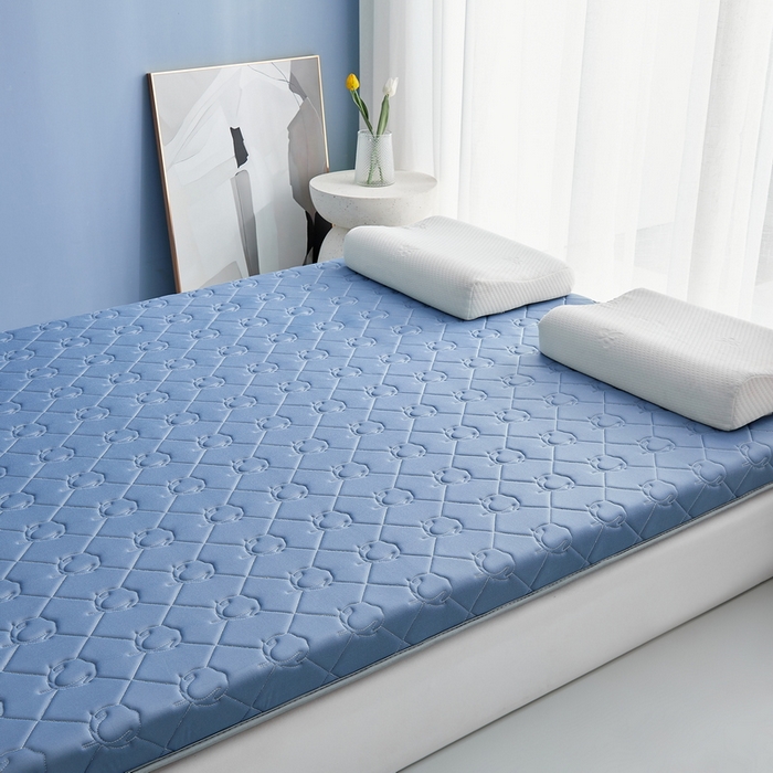 91家纺网 家纺一手货源 找家纺 祁恋婷家居 2024新款牛奶丝乳胶记忆棉床垫【床垫遮盖物】 云朵蓝