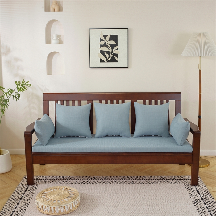 91家纺网 家纺一手货源 找家纺 共鸣沙发垫 2024新款50D高密度高回弹四季款海绵沙发垫 玉米粒绒蓝色