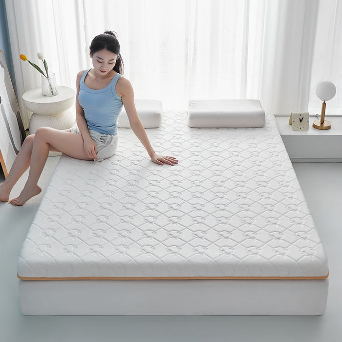 91家纺网 家纺一手货源 找家纺 祁恋婷家居 2024新款牛奶丝乳胶记忆棉床垫【床垫遮盖物】 云朵白