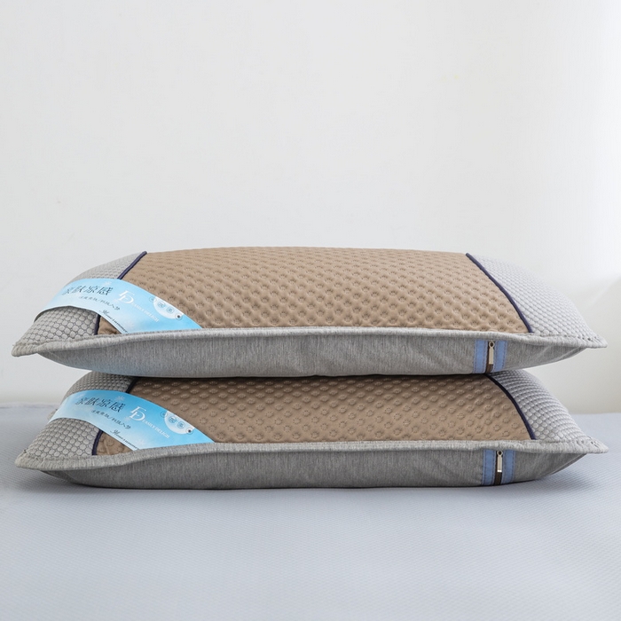 91家纺网 家纺一手货源 找家纺 纽乐 2024新款凉感冰豆豆枕茉莉花填充枕芯 35*55cm/只 咖灰