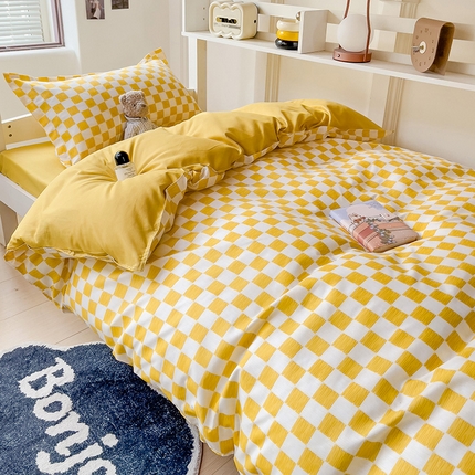 91家纺网 家纺一手货源 找家纺 （总）楠沐家纺 2025新款无印风亲肤柔软水洗棉磨毛学生床四件套