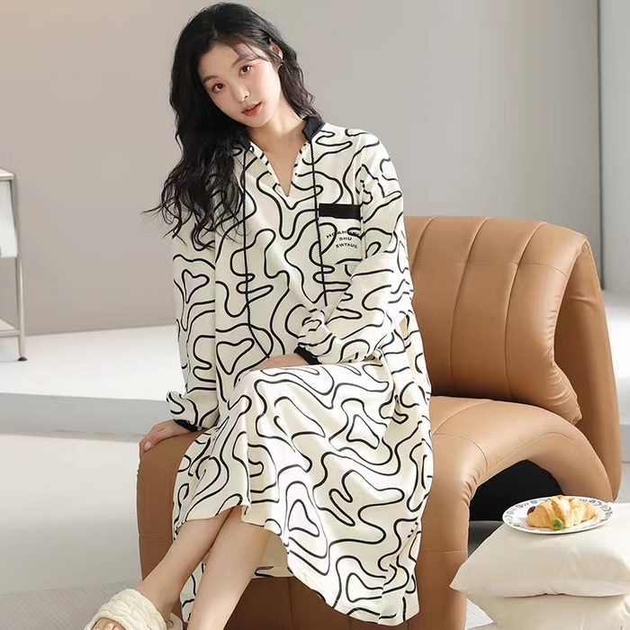 91家纺网 家纺一手货源 找家纺 （总）洛兰沙家居馆【只代发】【只代发】 2024新款睡裙女夏季新品针织棉公主风短袖睡裙家居服宽松女士棉全棉连衣裙可外穿