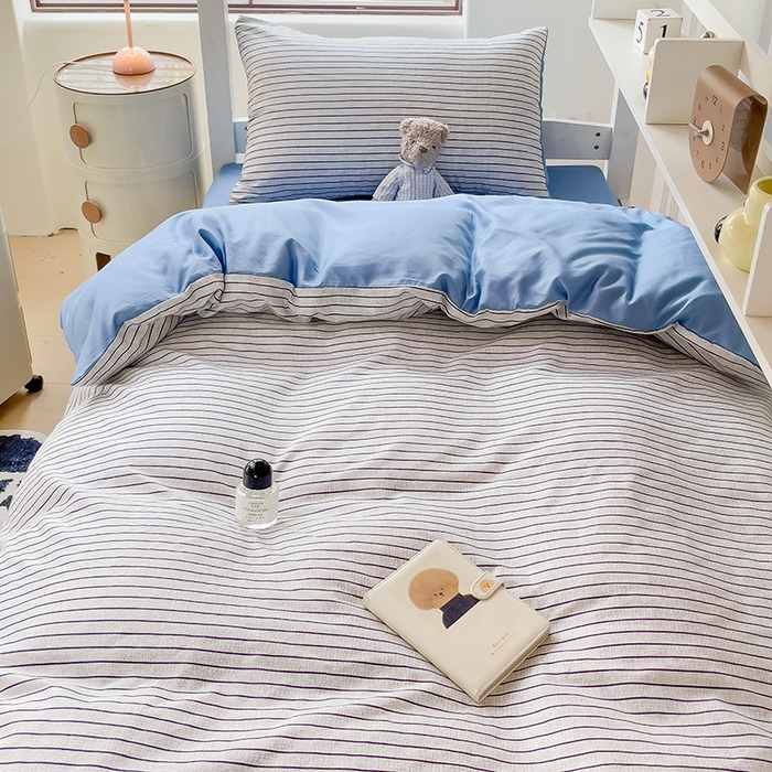 91家纺网 家纺一手货源 找家纺 （总）楠沐家纺 2025新款无印风亲肤柔软水洗棉磨毛学生床四件套