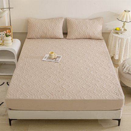 91家纺网 家纺一手货源 找家纺 （总）恒尚居 2024新款凤尾花磨毛夹棉防水床笠【支持定做】