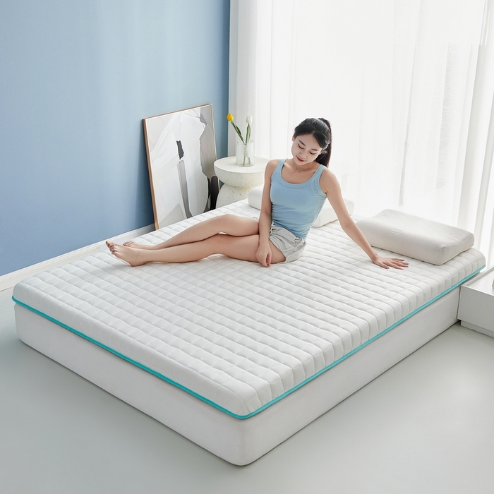 91家纺网 家纺一手货源 找家纺 祁恋婷家居 2024新款牛奶丝乳胶记忆棉床垫【床垫遮盖物】 格子白