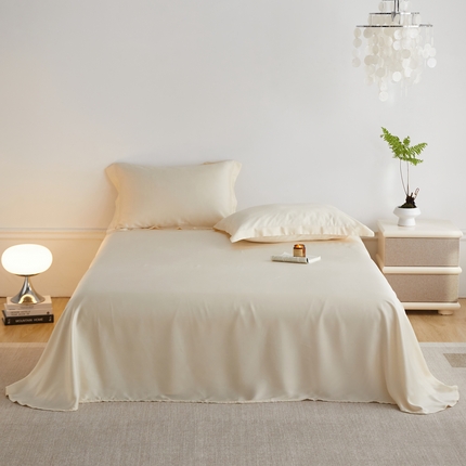 91家纺网 家纺一手货源 找家纺 ROZ home 蕊姿家居 2024新款亲肤舒适60支兰精天丝单床单 杏仁米