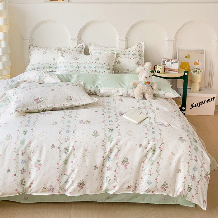 91家纺网 家纺一手货源 找家纺 （总）楠沐家纺 2025新款亲肤柔软水洗棉磨毛印花四件套