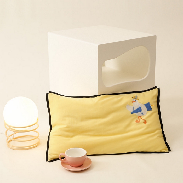 91家纺网 家纺一手货源 找家纺 喜多兔儿童家纺 2024新款高精密纯棉水洗棉枕套 黄色小鸭子