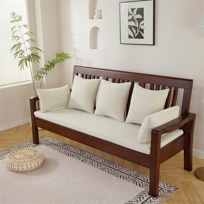 91家纺网 家纺一手货源 找家纺 共鸣沙发垫 2024新款50D高密度高回弹四季款海绵沙发垫 棉朵绒米白