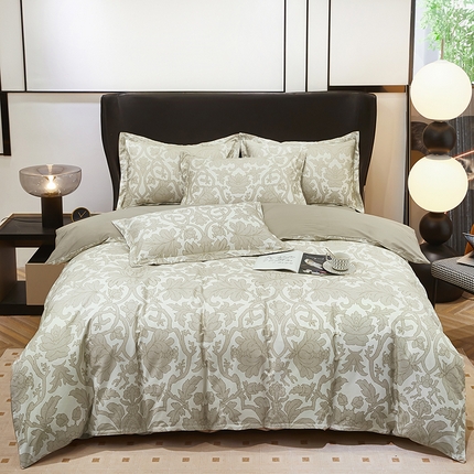 91家纺网 家纺一手货源 找家纺 雲归梦 2024新款全棉铂金棉数码印花四件套迷情欧典 咖