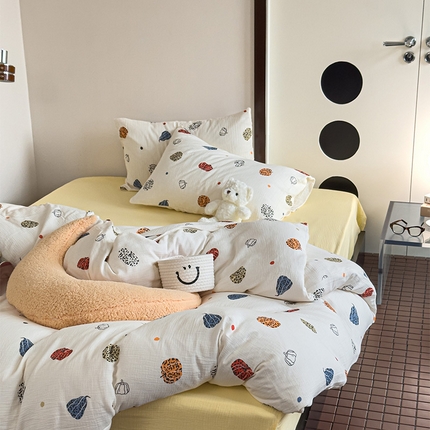 91家纺网 家纺一手货源 找家纺 （总）山舍家居 2024新款全棉双层纱四件套