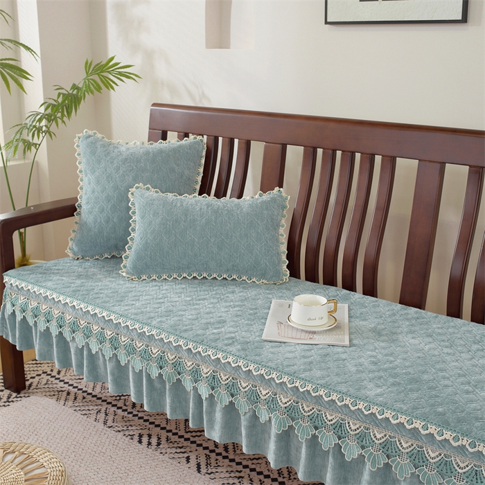 91家纺网 家纺一手货源 找家纺 共鸣沙发垫 2024新款50D高密度高回弹雪尼尔海绵沙发垫 雪尼尔浅绿