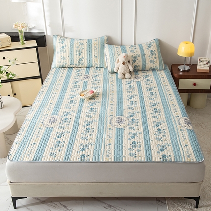 91家纺网 家纺一手货源 找家纺 （总）佳梦达 新款0.4厚度纯色凉感丝乳胶凉席三件套（风格二）