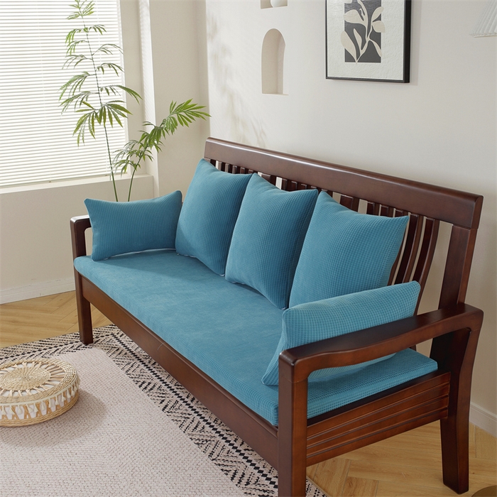 91家纺网 家纺一手货源 找家纺 共鸣沙发垫 2024新款50D高密度高回弹四季款海绵沙发垫 棉朵绒蓝色