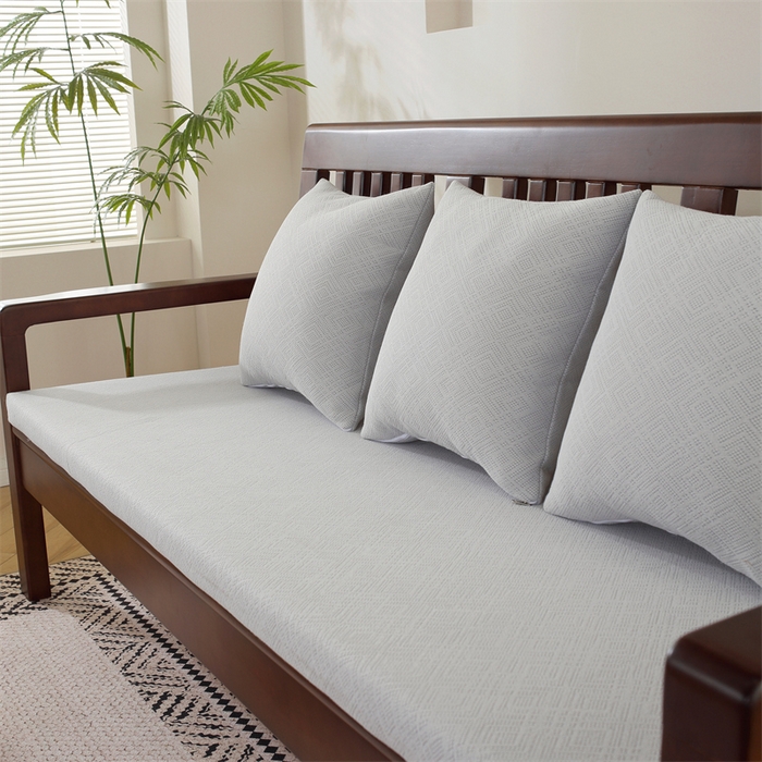 91家纺网 家纺一手货源 找家纺 共鸣沙发垫 2024新款50D高密度高回弹四季款海绵沙发垫 回形格灰色