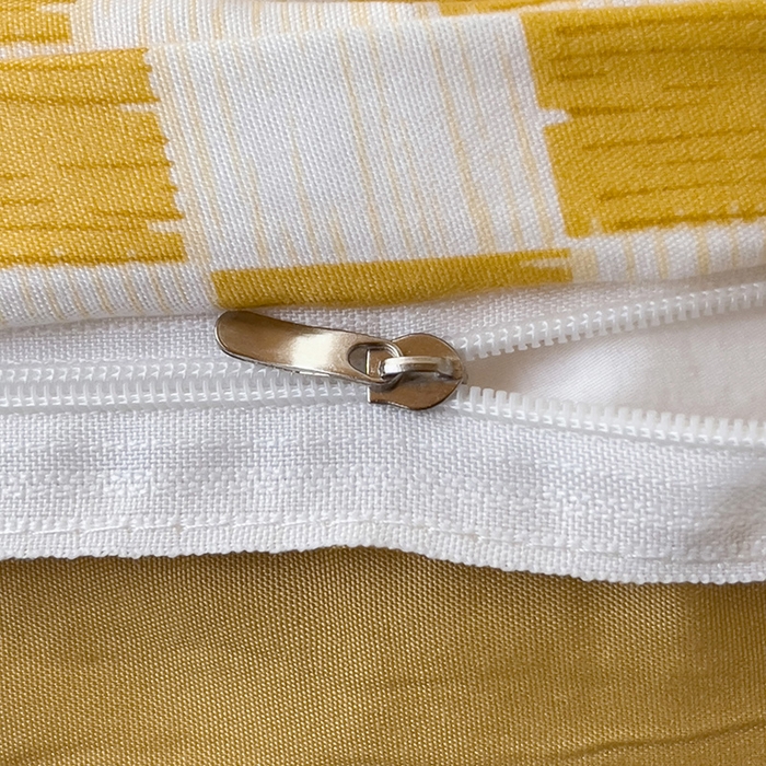 91家纺网 家纺一手货源 找家纺 楠沐家纺 2025新款无印风亲肤柔软水洗棉磨毛学生床四件套 棋盘格黄