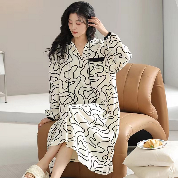 91家纺网 家纺一手货源 找家纺 （总）洛兰沙家居馆【只代发】【只代发】 2024新款睡裙女夏季新品针织棉公主风短袖睡裙家居服宽松女士棉全棉连衣裙可外穿