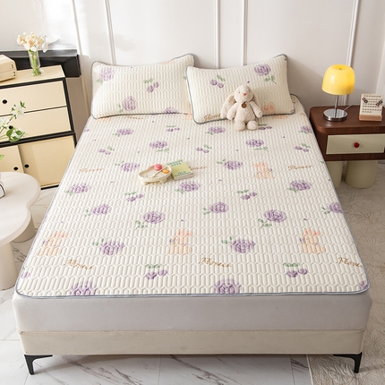 91家纺网 家纺一手货源 找家纺 （总）佳梦达 新款0.4厚度纯色凉感丝乳胶凉席三件套（风格二）