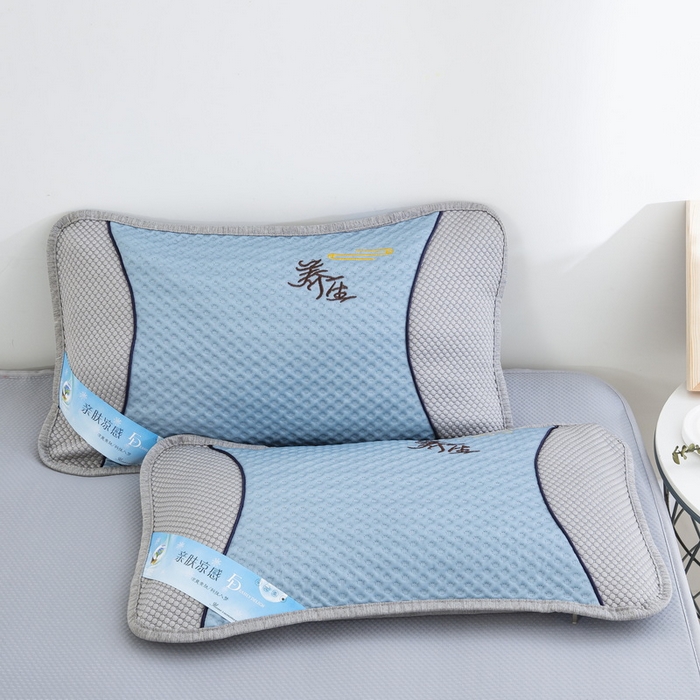 91家纺网 家纺一手货源 找家纺 纽乐 2024新款凉感冰豆豆枕茉莉花填充枕芯 35*55cm/只 蓝灰