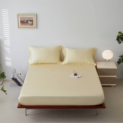 91家纺网 家纺一手货源 找家纺 ROZ home 蕊姿家居 2024新款亲肤舒适60支兰精天丝单床笠 爱丽丝黄