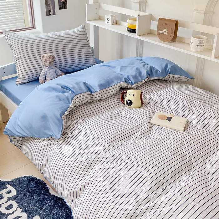 91家纺网 家纺一手货源 找家纺 （总）楠沐家纺 2025新款无印风亲肤柔软水洗棉磨毛学生床四件套