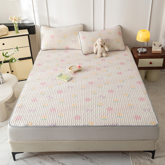 91家纺网 家纺一手货源 找家纺 佳梦达 新款0.4厚度纯色凉感丝乳胶凉席三件套（风格二） 星河